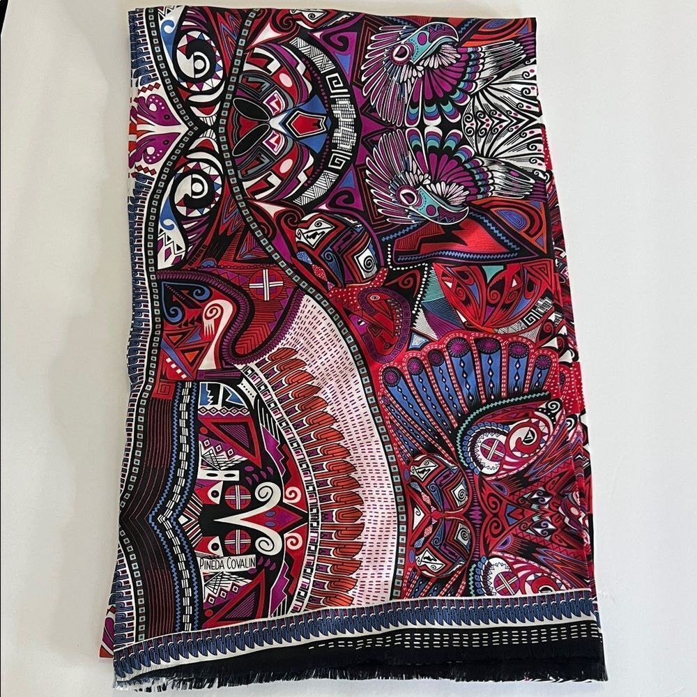 PINEDA COVALI. Vibrant Multicolor silk Scarf